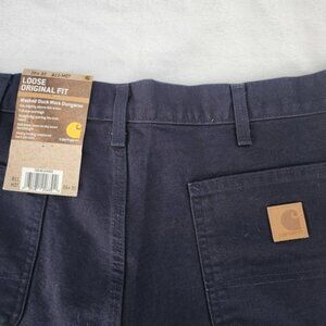 Carhartt Men'S Loose Original Fit Washed Duck Work Dungaree Navy Blue 36X30